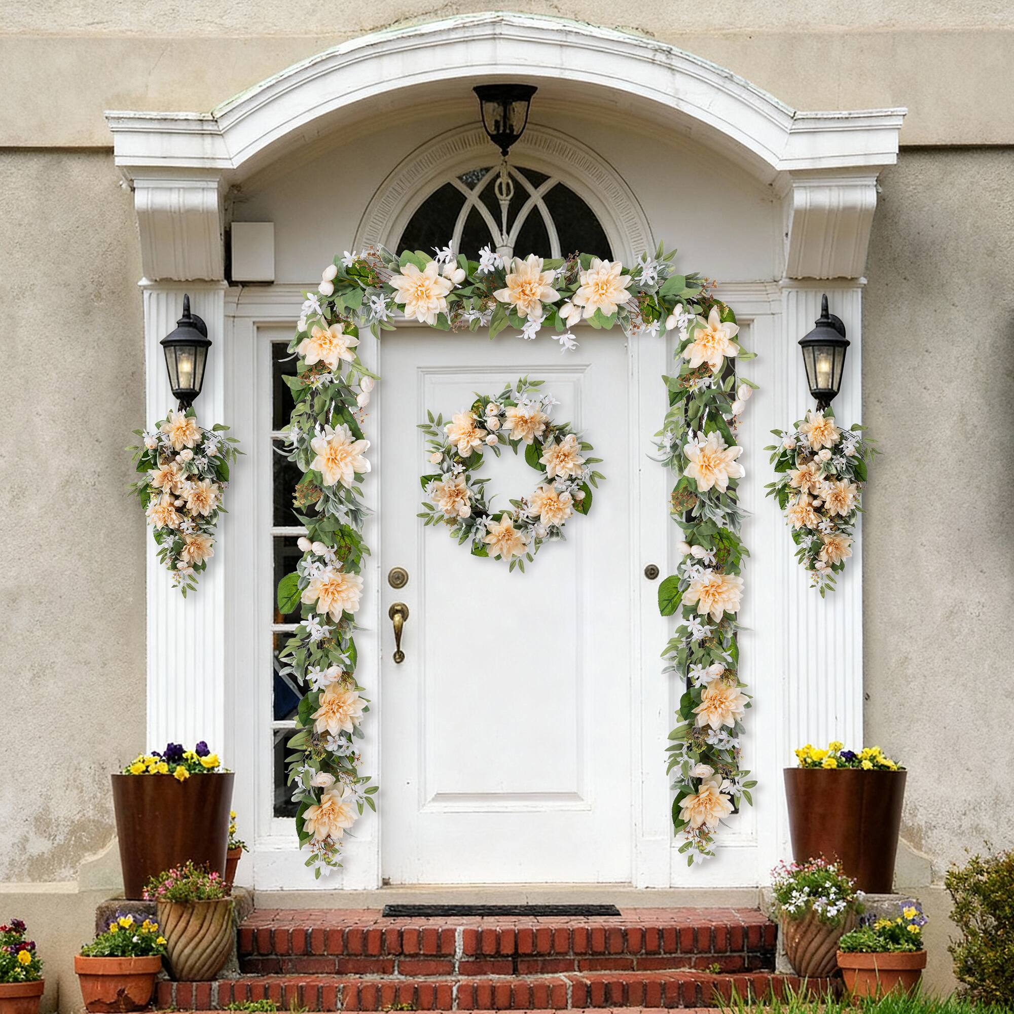 Glitzhome® 6ft. Peach Dahlia Floral Garland